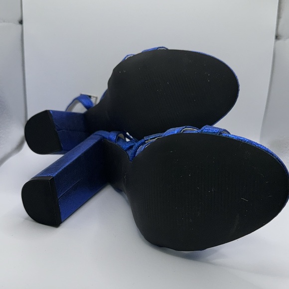 Michael Antonio Blue Metallic Block Heels 6 - Picture 3 of 14